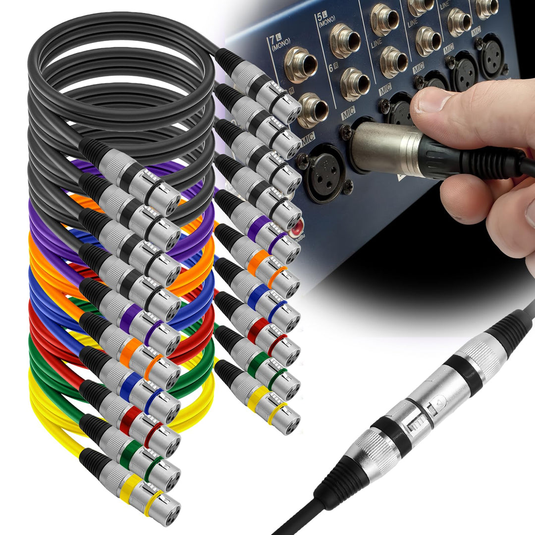 10 Pack XLR Kabel, 1m Mikrofonkabel XLR-Kabel, DMX Kabel, 3-Pin Mikrofon XLR Signal Cable Connection