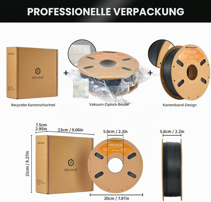 ERYONE Carbon Fiber PLA Filament 1.75mm +/- 0.03mm, 3D Drucker Filament, Fit Most FDM Printer, PLA C