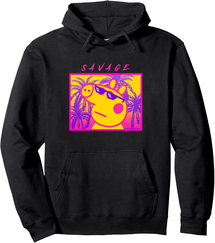 Peppa Pig Savage Peppa Neon Tropical Panel Portrait Pullover Hoodie