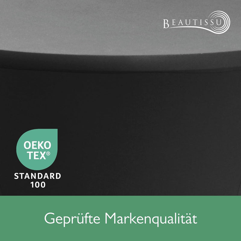 Beautissu 2er Set Stretch Stehtisch Husse Schwarz Ø 80-85 cm Stella – Verstärkung im Fussbereich & 4