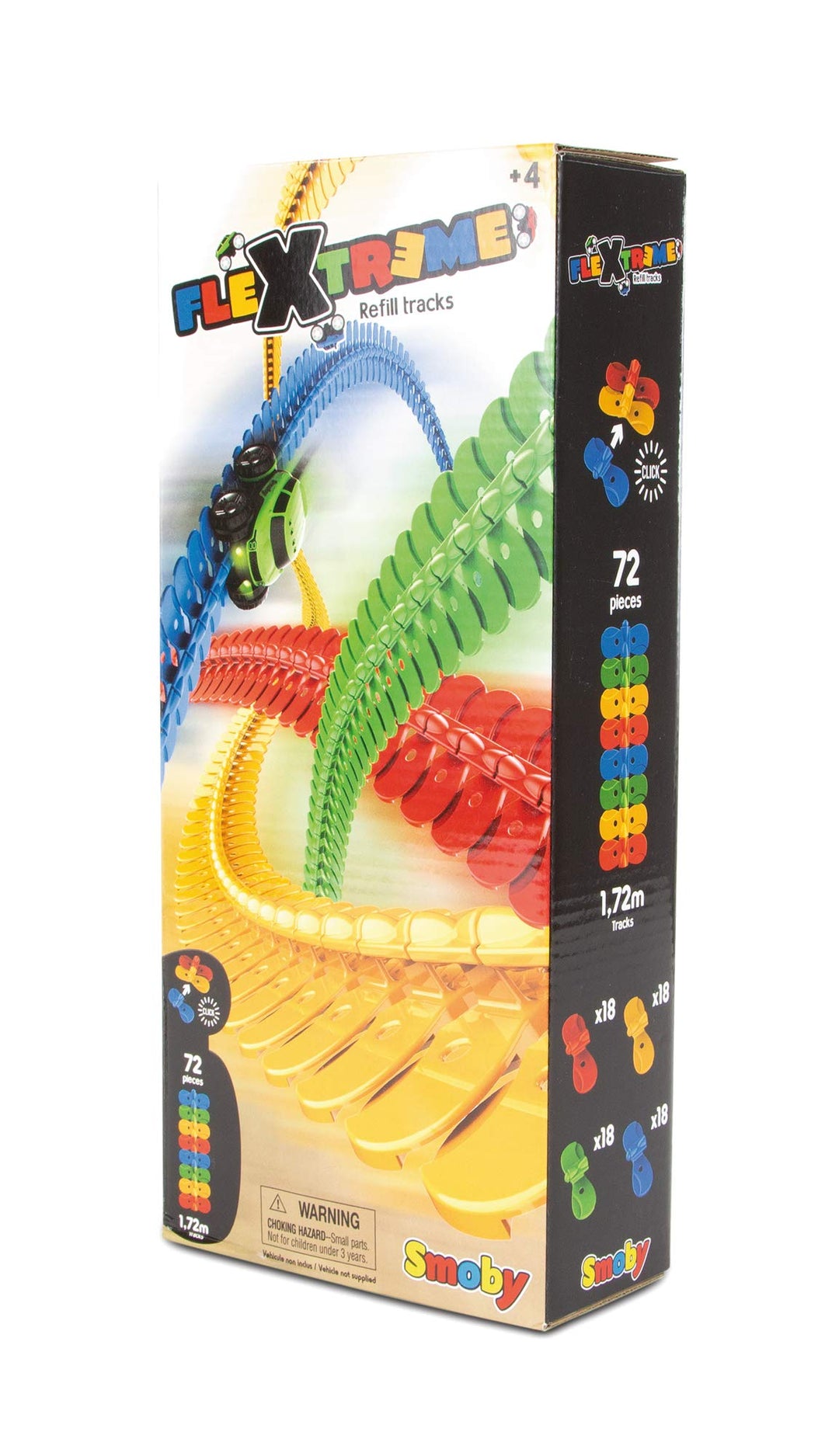 Smoby – FleXtreme Schienen-Erweiterung – 72 Schienen für Flextreme Starter-Set, Rennbahn für Autos,