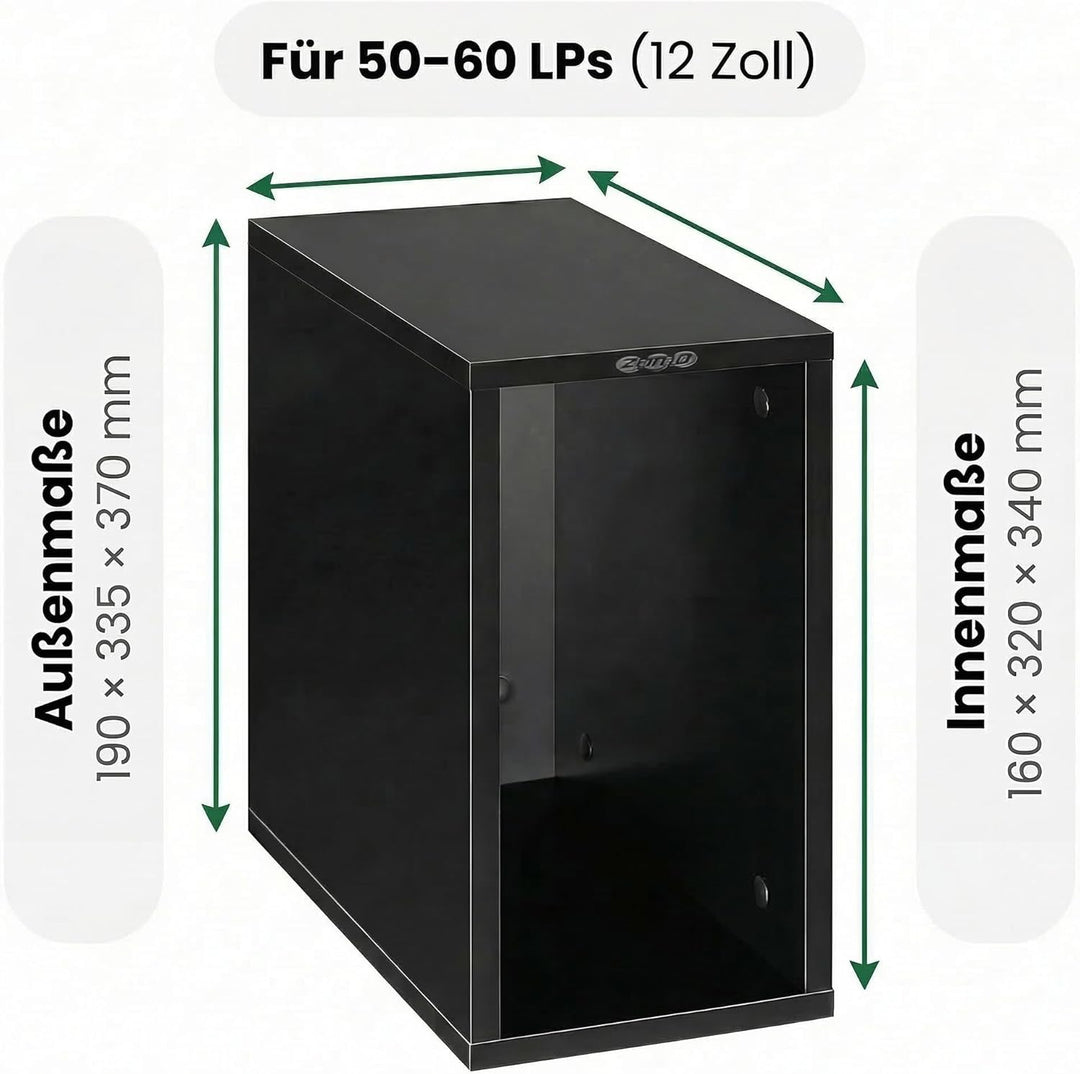 Zomo VS-Box 50 Schallplattenregal aus MDF Holz, Vinyl Aufbewahrung für 12-Zoll LPs, stapelbar, offen