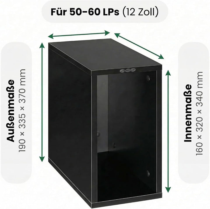 Zomo VS-Box 50 Schallplattenregal aus MDF Holz, Vinyl Aufbewahrung für 12-Zoll LPs, stapelbar, offen