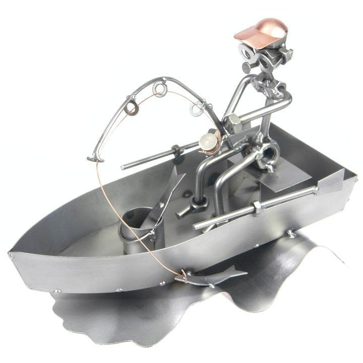 metalman24 Schraubenmännchen Angler Boot I Handarbeit I Geschenkidee I Metallfigur I Metallmännchen