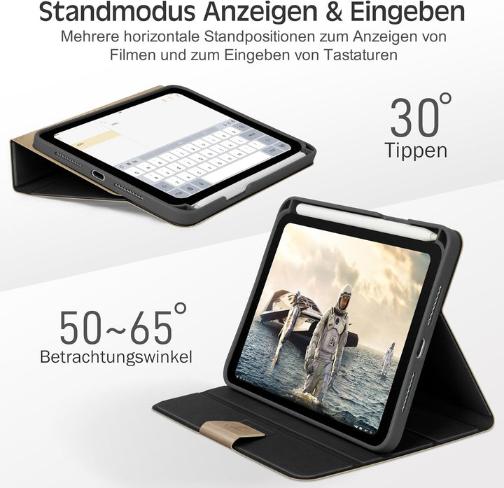 KingBlanc für iPad mini 7 Hülle (A17 Pro) 8,3 Zoll 2024, iPad mini 6 Hülle 2021 mit Stifthalter, Veg