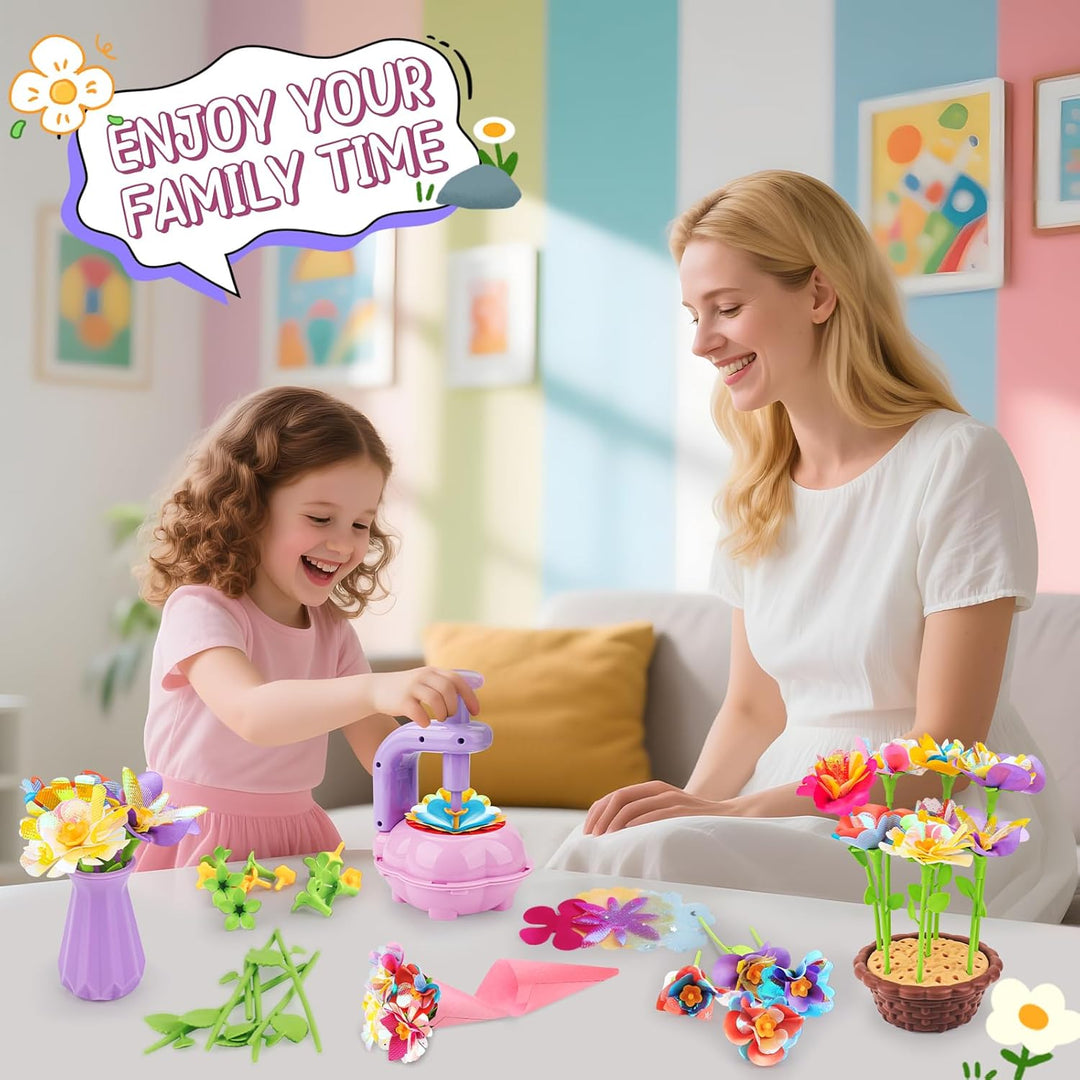 CENOVE Bastelset Kinder ab 4 5 6 7 8 9 10 Jahre, Blumen Basteln Spielzeug mit Blumenmaschine, DIY Mä