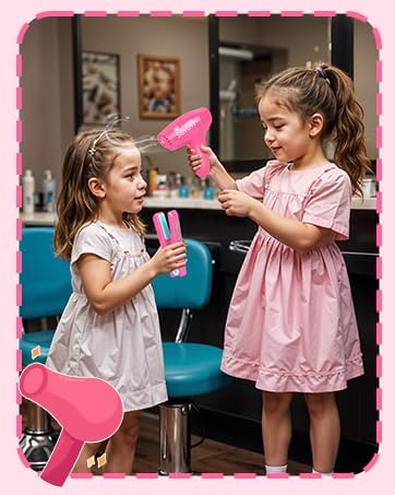 Friseurset Spielzeug Kinder,Gifts2U Friseur Set Schönheitssalon Set mit Spielzeug Haartrockner Haarg