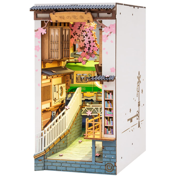 ROBOTIME Book Nook Kits, Sakura Densya Puppenhaus, DIY Miniatur Haus, 3D Wandbehang Puzzle Haus Mode
