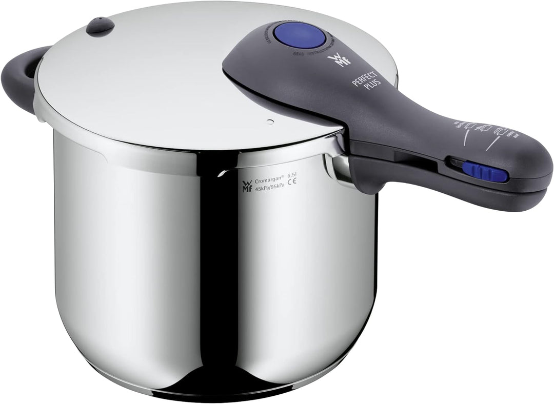 WMF Perfect Plus Schnellkochtopf Induktion 6,5l, Dampfkochtopf, Cromargan Edelstahl poliert, 2 Kochs