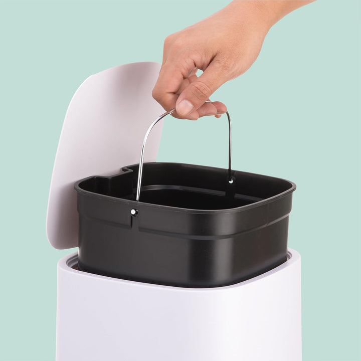 Relaxdays Mülleimer, 9 Liter, Absenkautomatik, entnehmbarer Inneneimer, Matter Kunststoff, Treteimer