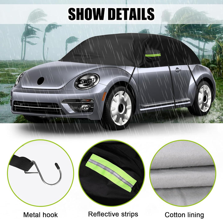 Autoabdeckung Wasserdicht Ersatz für VW Beetle 1998-2019, Sonnenfest Hälfte Autoabdeckung, Halbgarag