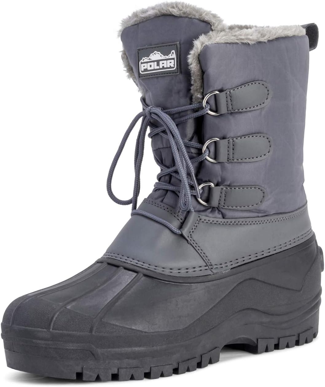 Polar Herren Dreck Schnüren Short Nylon Winter Schnee Regen Schnüren Wasserdicht Duck Stiefels, Grau