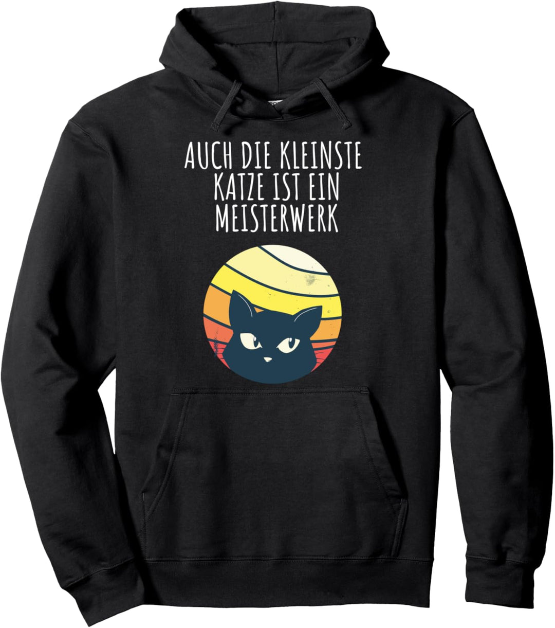 Auch die kleinste Katze ist ein Meisterwerk Retro Sunset Pullover Hoodie