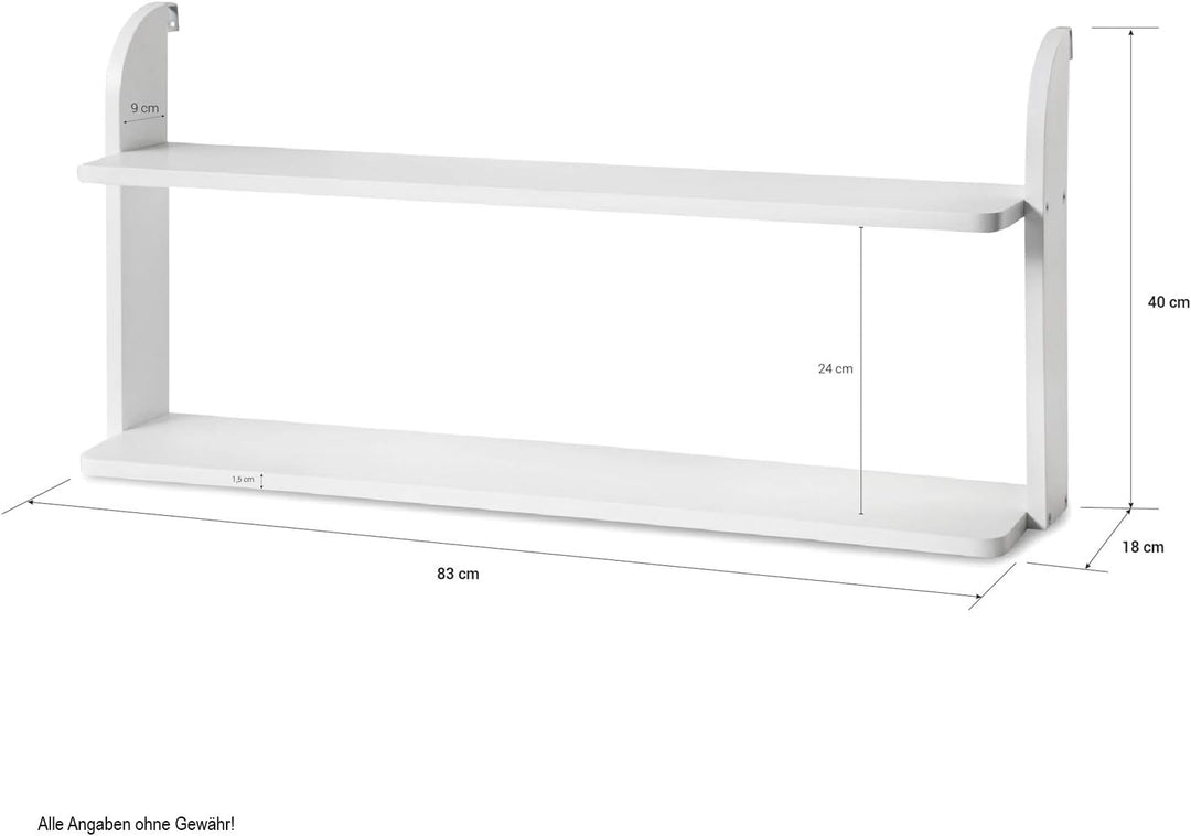 Homestyle4u 1907, Einhängeregal Hängeregal Hochbett Weiss, Regal Holz, 2 Ablagen