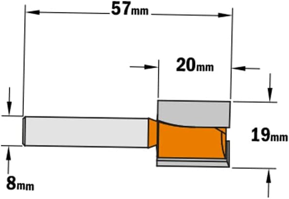 CMT Orange Tools 911.190.11 – Fräser Gerade HM S 8 D 19 x 20
