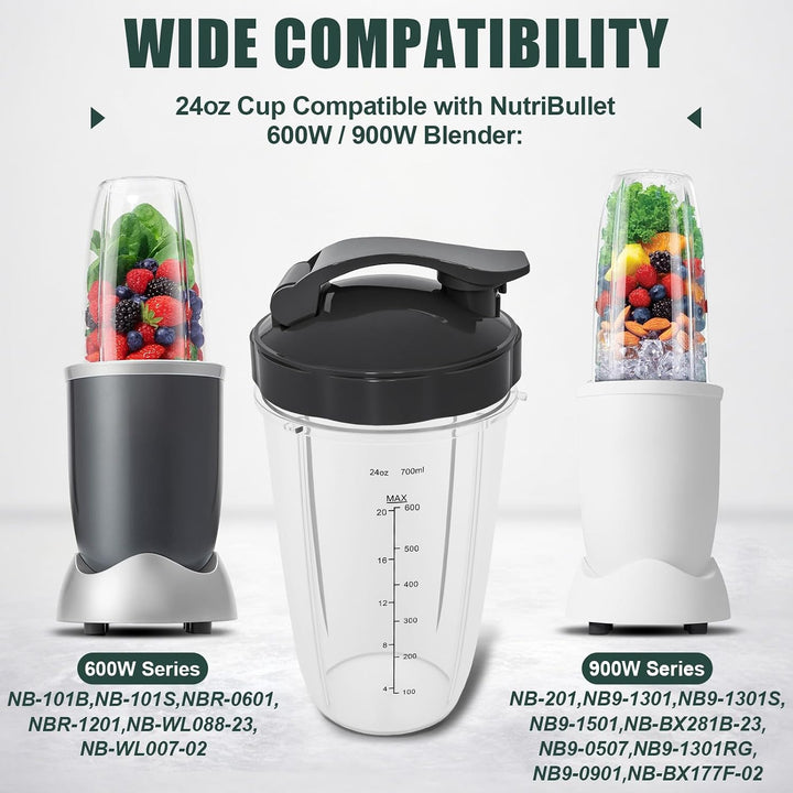 Entsafterbecher Kompatibel mit Nutribullet 600W/900W Mixer 710 ml – 4-teilig, 710 ml – 4-teilig