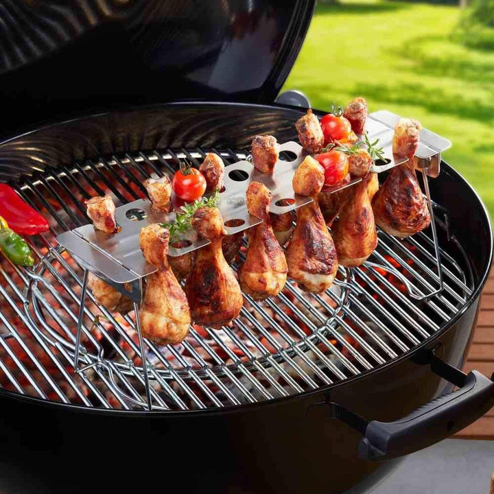 GEFU Hähnchenkeulen-Halter BBQ – Edelstahlgestell für 12 Keulen oder Wings | Gleichmässiges Garen oh