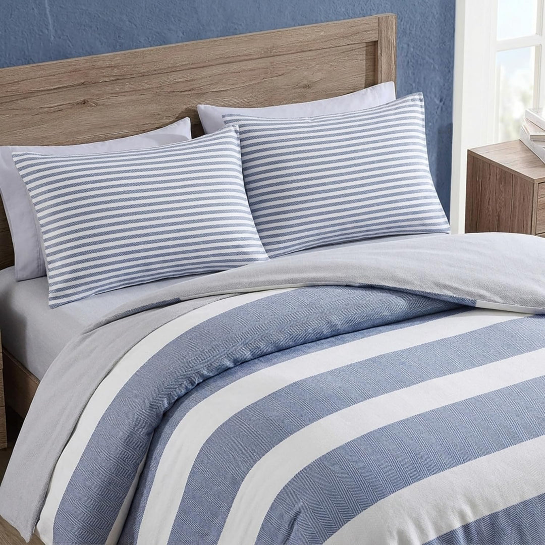 Nautica Home | Fairwater Collection | 100% Cotton Mediterranean Inspired Design Herringbone Weave Du
