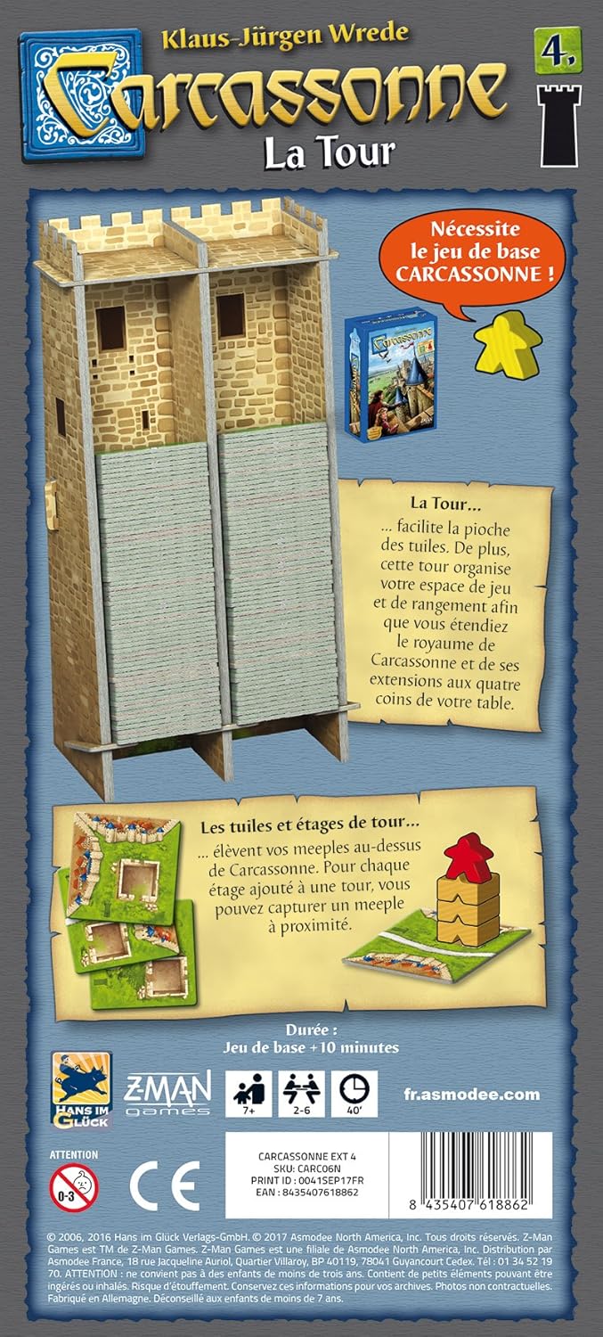 Carcassonne – Erweiterung: La Tour – Asmodee – Gesellschaftsspiel – Spielsteine Ext Turm, Ext Turm