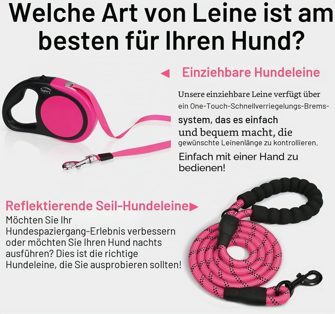 Taglory Hundeleine Rollleine für Kleine und Mittelgrosse Hunde bis 20kg, Hundeleine Ausziehbar mit A