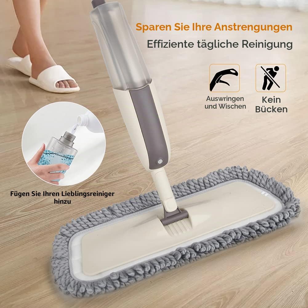 Sprühwischer Bodenwischer Wischer mit Sprühfunktion, MEXERRIS Spray Mop 360 Grad Rotierender Wischmo