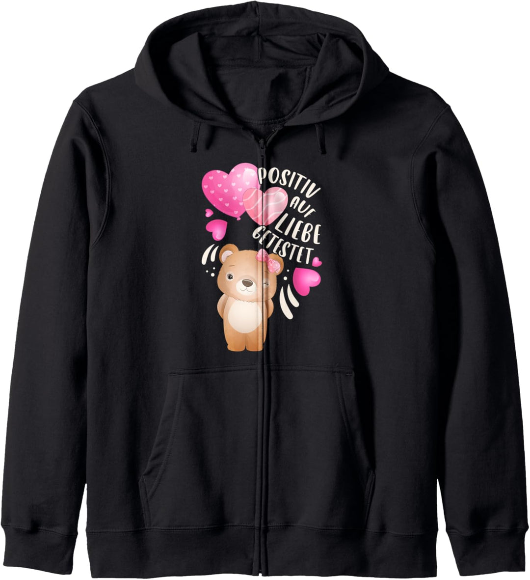 Valentinstag, Bärenmädchen mit Herzen und Spruch Kapuzenjacke