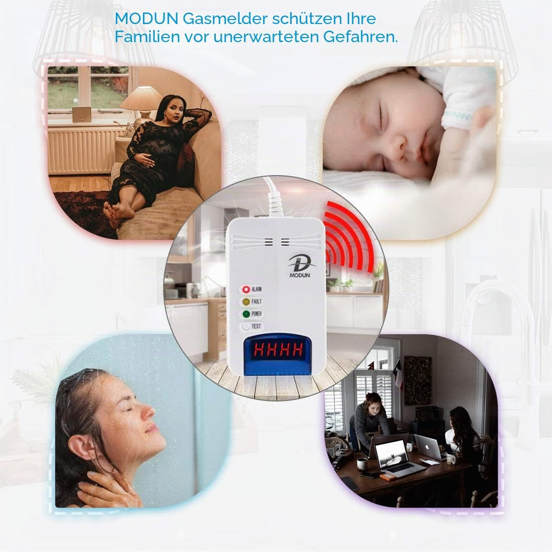 Gasmelder, LPG | Erdgas | Kohlengas Lecksucher, Plug-in Sensor Gasmonitor mit akustischem Alarm und