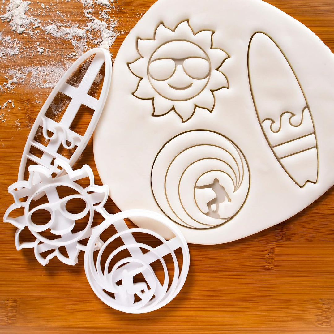 3er Set Surfen Ausstechformen (Formen: Surfer, Surfbrett und Sonnenschein), 3 Teile, Bakerlogy