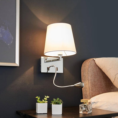 Lindby Wandleuchte, Wandlampe Innen 'Leonella' (Modern) in Weiss aus Textil u.a. für Wohnzimmer & Es