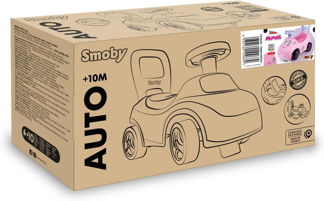 Smoby Minnie Maus Rutscher – wendiges Kinderfahrzeug mit Hupenlenkrad – Rückenstütze, Staufach, Kipp