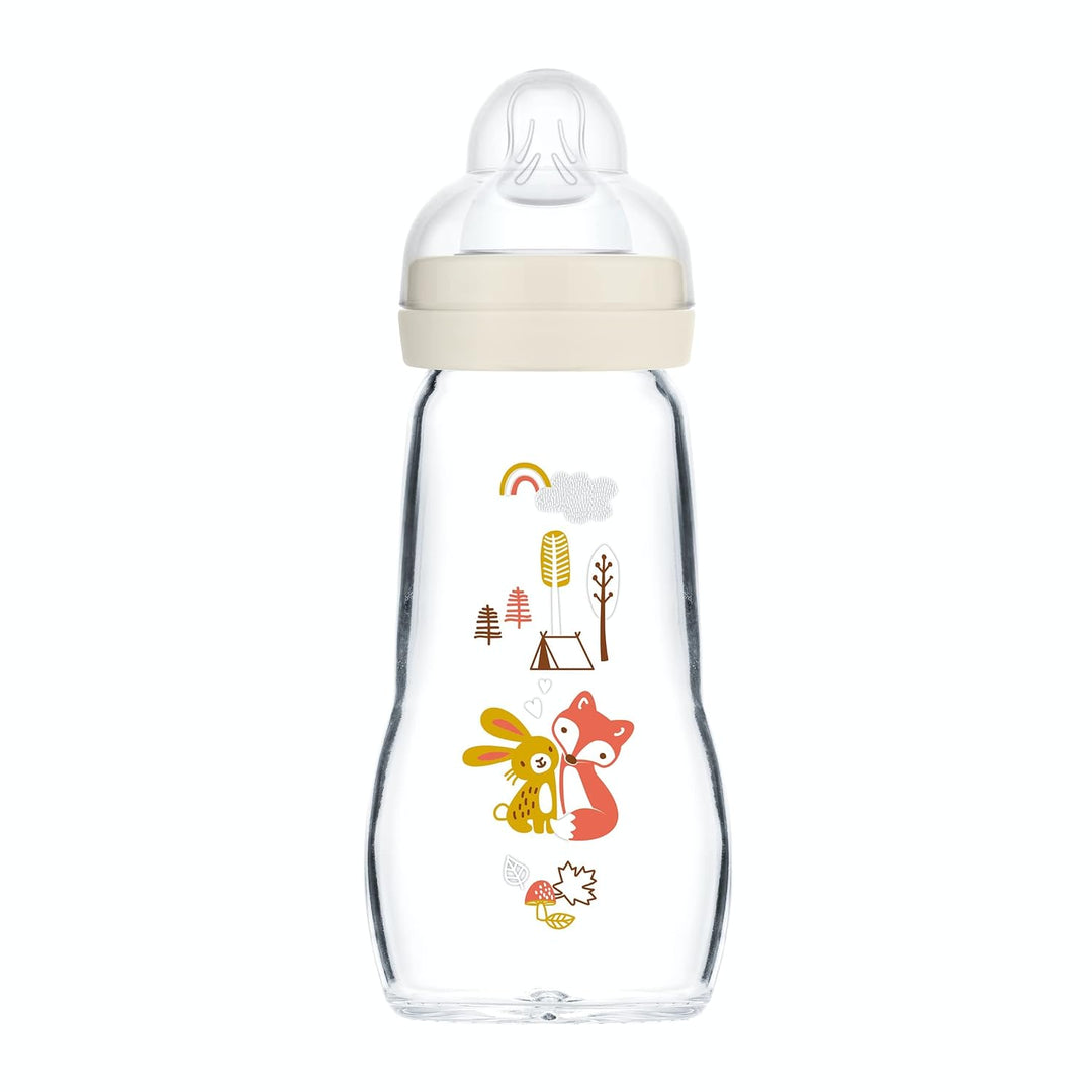 Mam Glass Bottle 260ml Silk Teat 2 Months + weiss, weiß