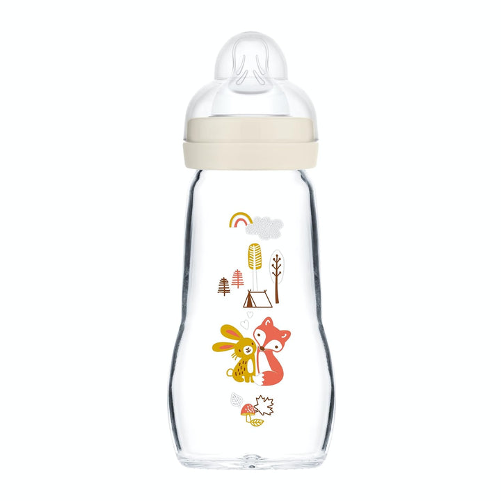 Mam Glass Bottle 260ml Silk Teat 2 Months + weiss, weiß