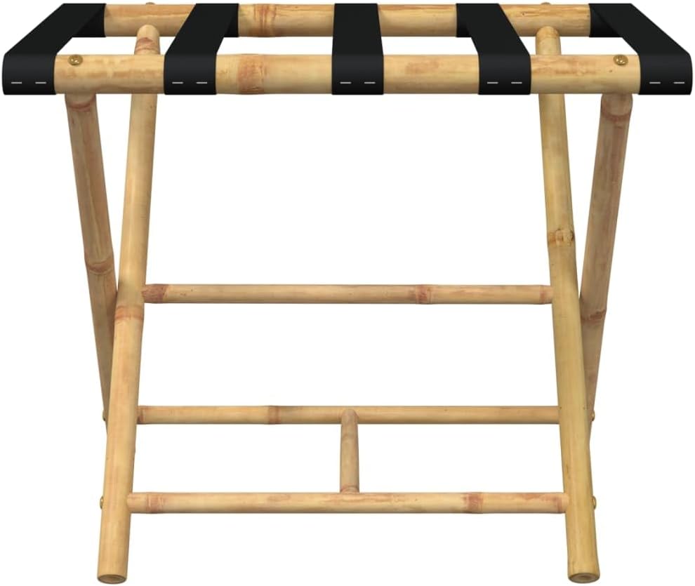 Gepäckablage Klappbar aus Bambus 62x42x50,5 cm, Kofferständer mit stabilen Gurten, platzsparend und