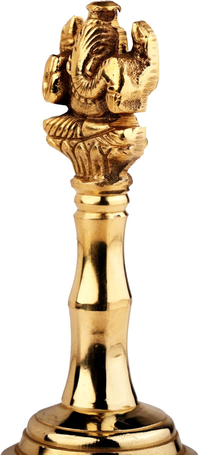 Handglocke Messing Handgefertigt Ganesh Glocke für Pooja Hochzeit Events (13 cm)