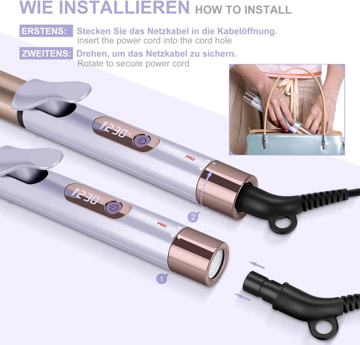 PARWIN PRO BEAUTY 3 In 1 Styling Set, Beinhaltet Glätteisen 25mm -Lockenstab 32mm & GlÄttbÜrste, mit