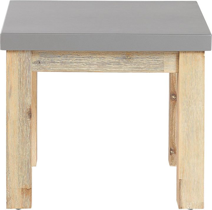 Industrieller Hocker Faserzement Akazienholz grau / heller Holzfarbton Ostuni