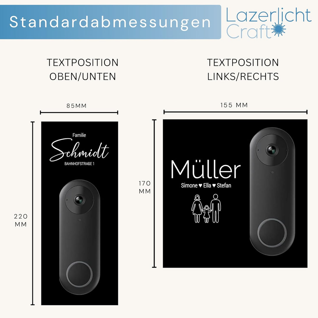 Klingelschild für Reolink Video Doorbell PoE/WiFi D340W D340P | Schwarz oder Anthrazit | Verschieden