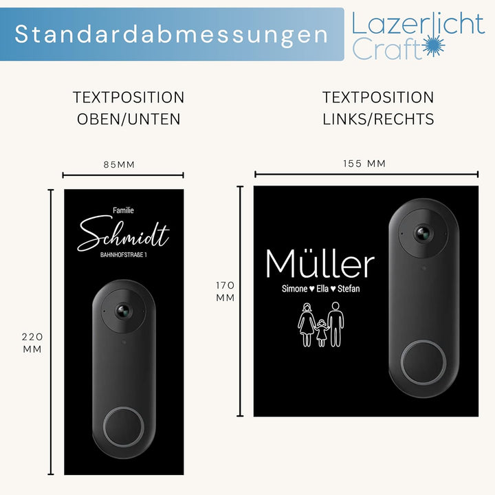 Klingelschild für Reolink Video Doorbell PoE/WiFi D340W D340P | Schwarz oder Anthrazit | Verschieden