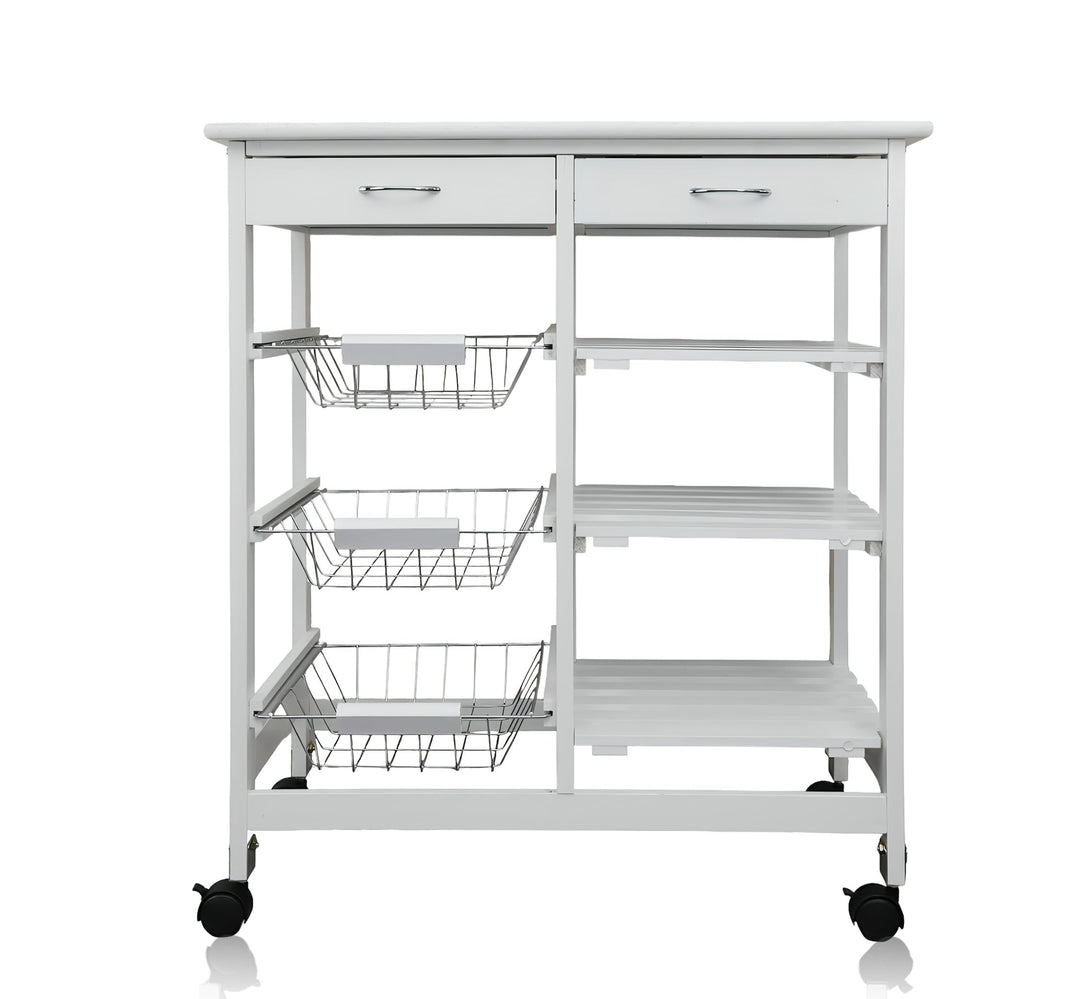 DRULINE Servierwagen Beistellwagen 37x67x76 cm, Multifunktionaler Küchentrolley mit 6 Ebenen, Mobile