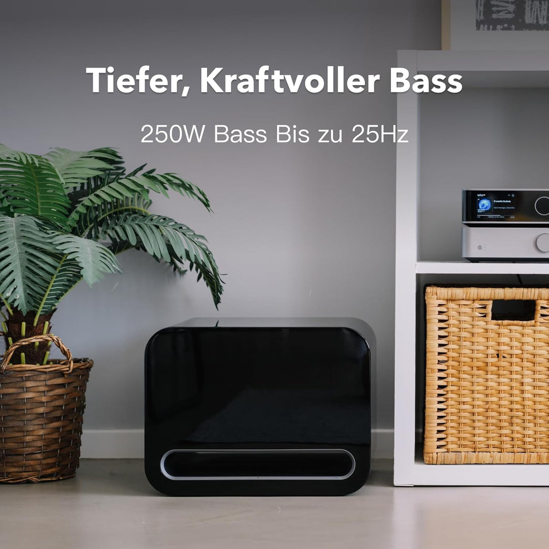 WiiM Sub Pro – 8" 250 W Kabelloser Smart Subwoofer | AI RoomFit™ Kalibrierung | Wi-Fi 6 & Bluetooth