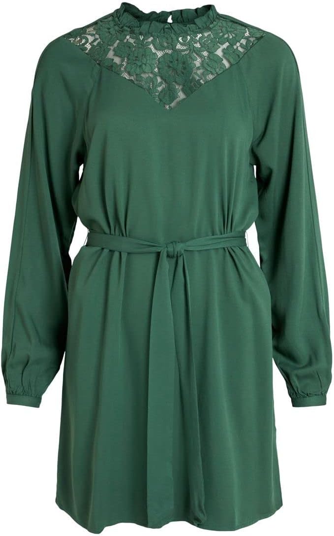 Vila Damen Visuvita L/S Lace Dress/Su-Noos Kleid 44 Pineneedle, 44 Pineneedle