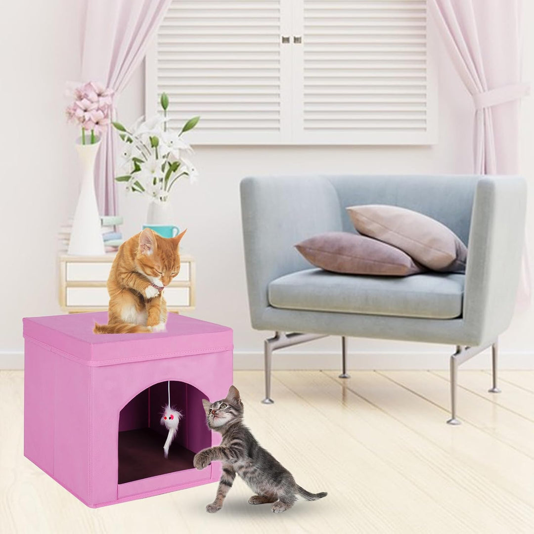 powerking Klappbare Katzenbetten für Indoor Katzen oder Kätzchen, Faltbare Katze Würfel und Katze Hö