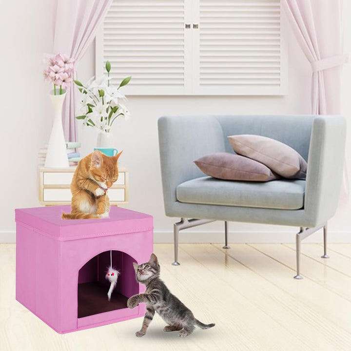 powerking Klappbare Katzenbetten für Indoor Katzen oder Kätzchen, Faltbare Katze Würfel und Katze Hö