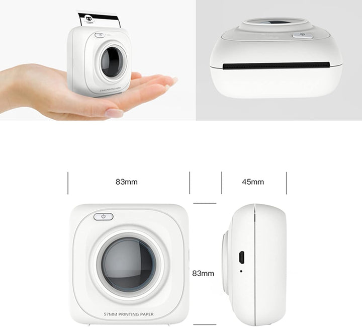 Bisofice Tragbarer Mini-Fotodrucker, 203 DPI, kabellos, BT, Thermodrucker, Taschenformat, kompatibel