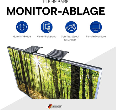 SCHWAIGER 661781 TV-Regal 2er-Set Monitorständer Bildschirmregal Multimedia-Ablage TV-Topper Halteru