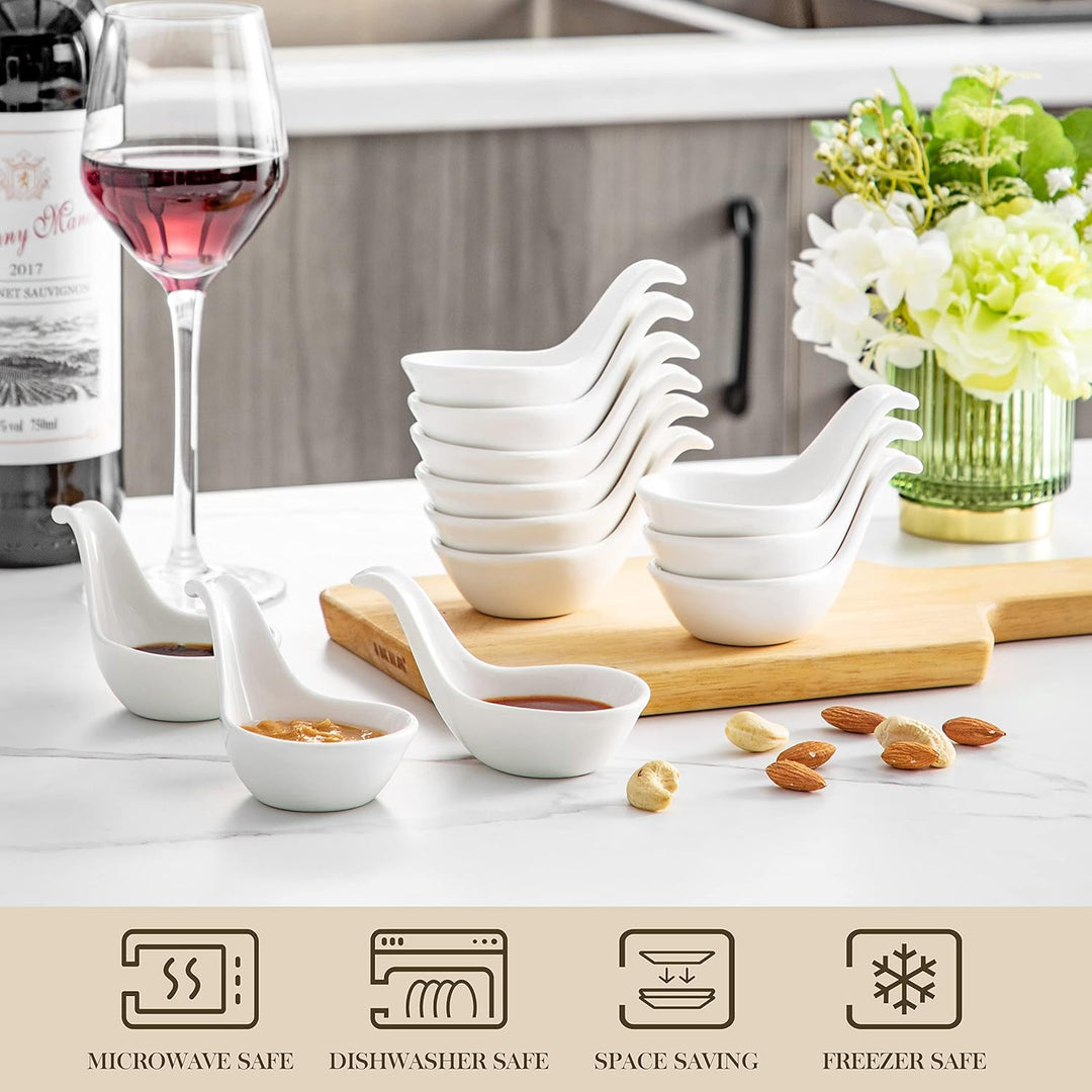 MALACASA, Serie Ramekin.Dish, 6-tlg. Set MINI Porzellan Dessert Schälchen für Nuss, Snack, Vorspeise