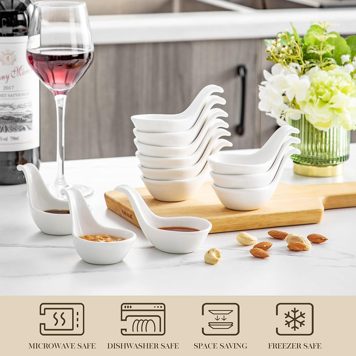 MALACASA, Serie Ramekin.Dish, 6-tlg. Set MINI Porzellan Dessert Schälchen für Nuss, Snack, Vorspeise