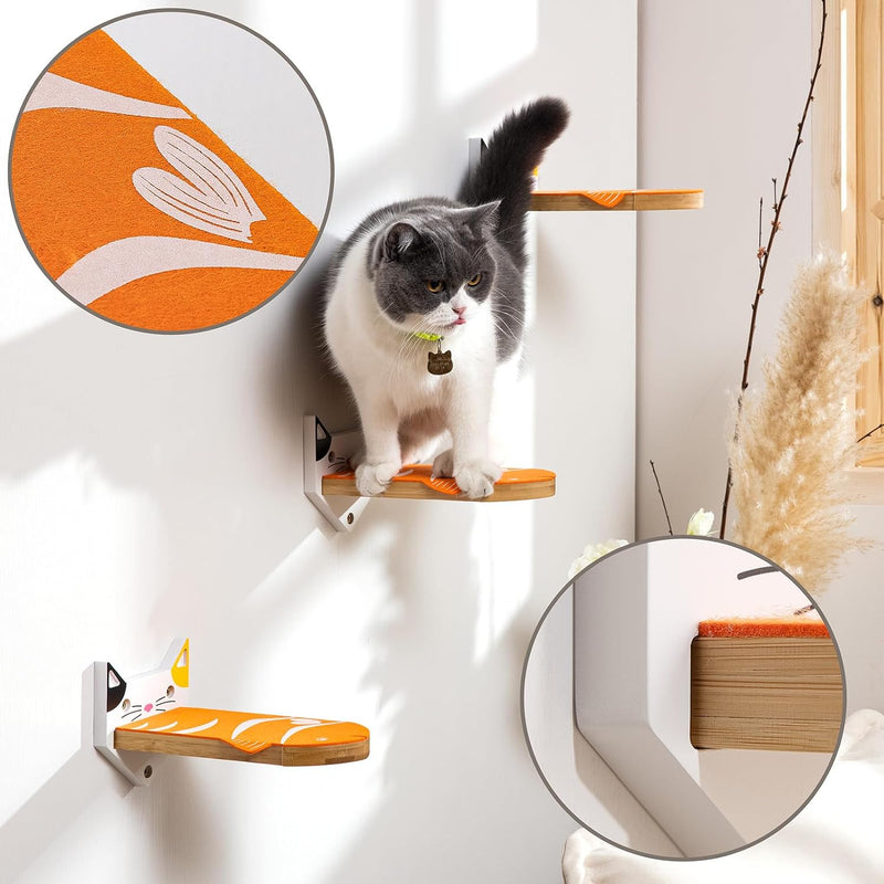 Yangbaga Kletterwand für Katzen, Katzentreppe 3er Set, Steps 24.5x9.7 cm in Bunte Catwalk Katzen Wan