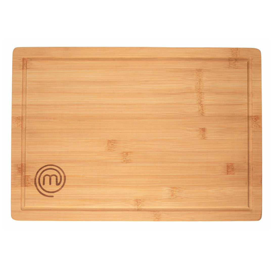 MasterChef Schneidebrett Holz, Holzbrett Küche mit Saftrille, Natürlich, Nachhaltig, 39cm x 27cm x 3