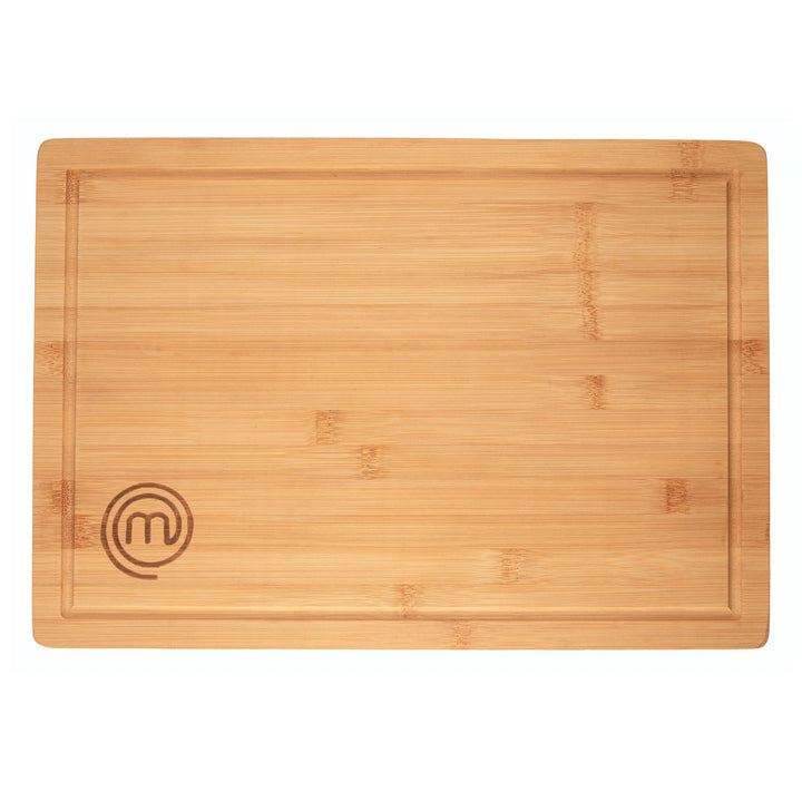 MasterChef Schneidebrett Holz, Holzbrett Küche mit Saftrille, Natürlich, Nachhaltig, 39cm x 27cm x 3